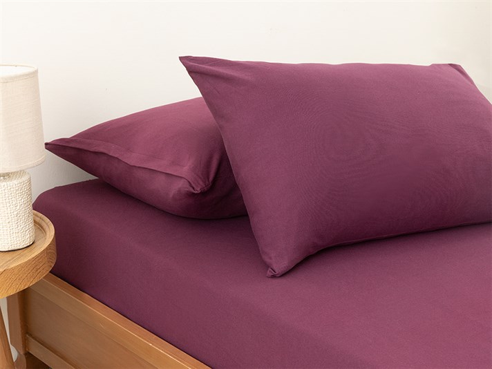drept Penye King Size Set Cearșaf Cu Elastic 180x200 cm Vișiniu