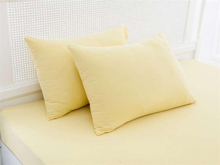 drept Penye Double Set Cearșaf Cu Elastic 160x200 cm Galben