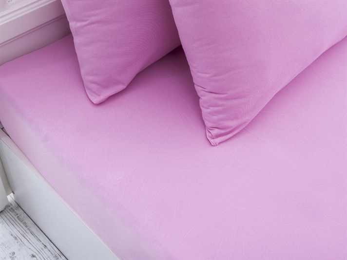 drept Penye Double Set Cearșaf Cu Elastic 160x200 cm Roz închis