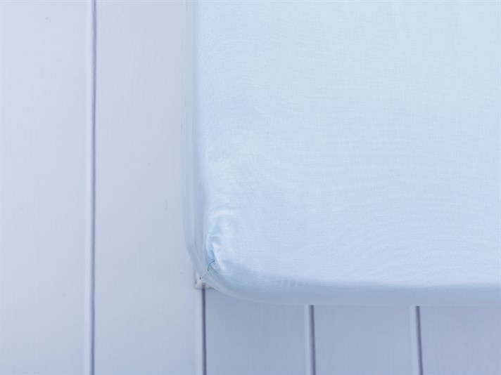 drept Cu Bumbac Dimensiune İntermediară Cearșaf Cu Elastic 140x200 cm Albastru Deschis