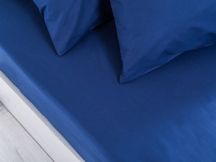 drept Cu Bumbac Single Cearșaf 160x240 cm Bleumarin