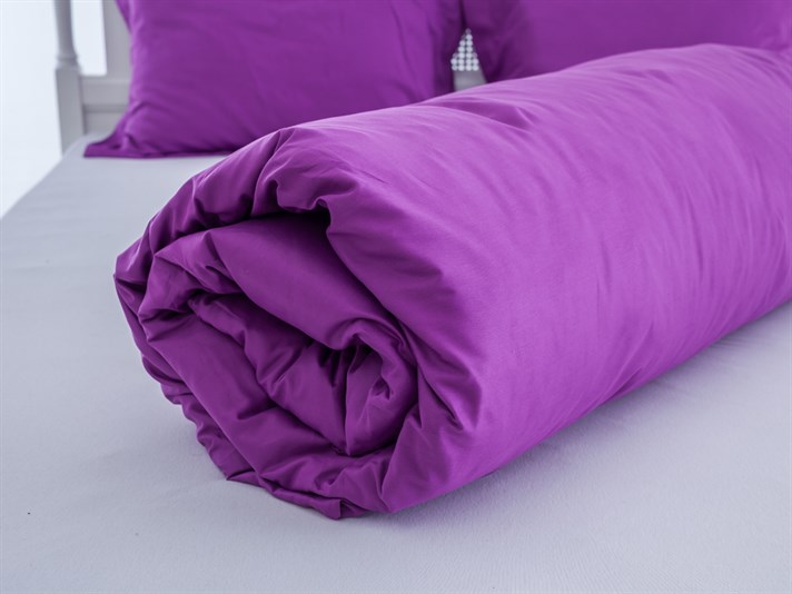 drept Bumbac Satinat Double Lenjerie De Pat 200x220 cm Violet Orhidee
