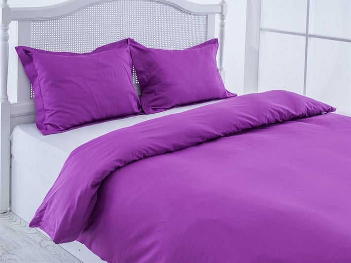 drept Bumbac Satinat Double Lenjerie De Pat 200x220 cm Violet Orhidee