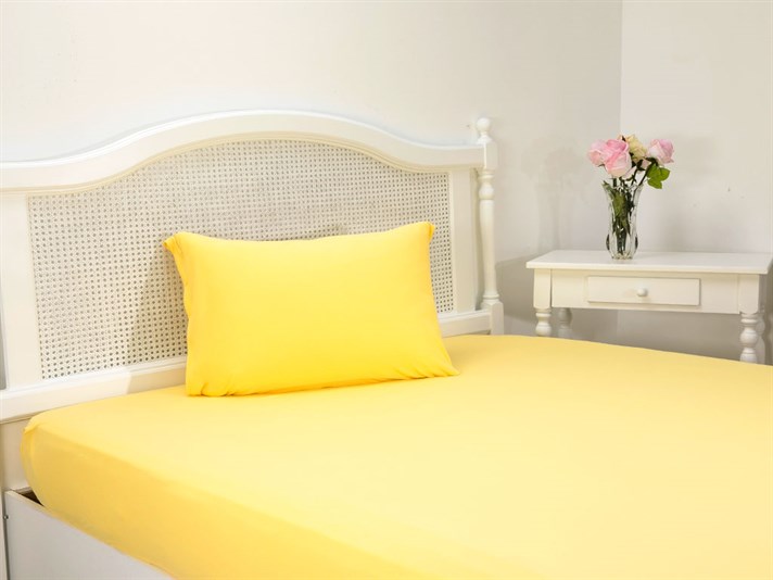 drept Penye Single Set Cearșaf Cu Elastic 100x200 cm Galben Deschis