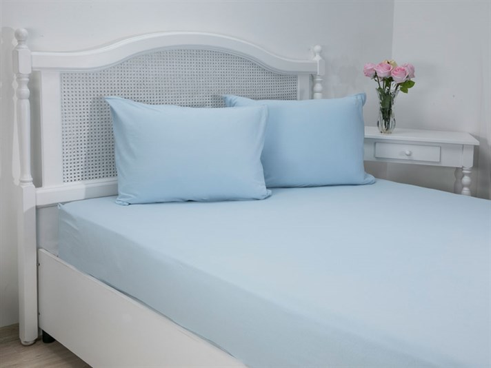 drept Penye Double Set Cearșaf Cu Elastic 160x200 cm Albastru
