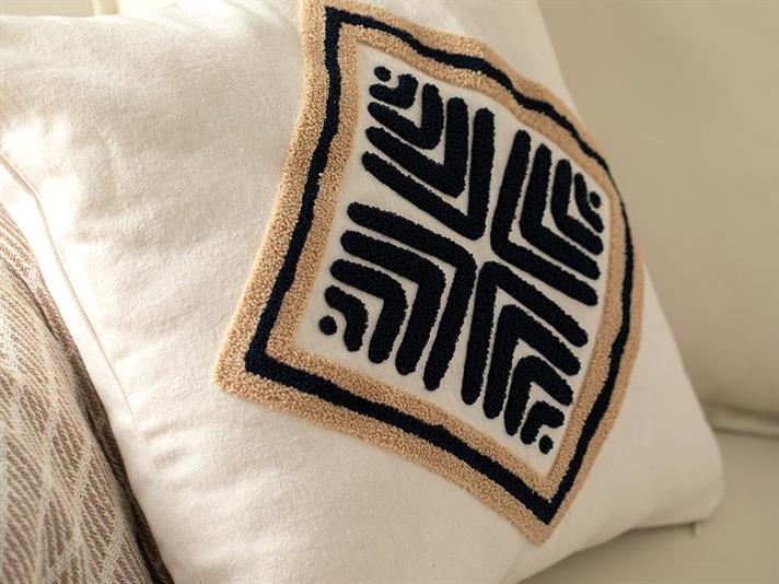 Dina Punch Embroidered Cover Throw Pillows 45x45 cm Natural