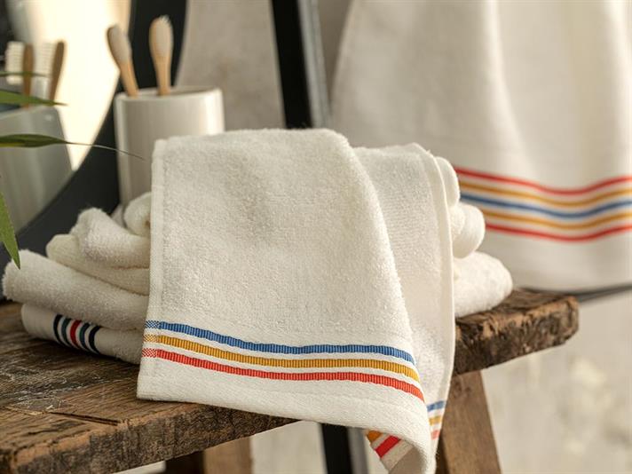 Striped Cottony Hand Towel 30x40 cm Ecru-Orange