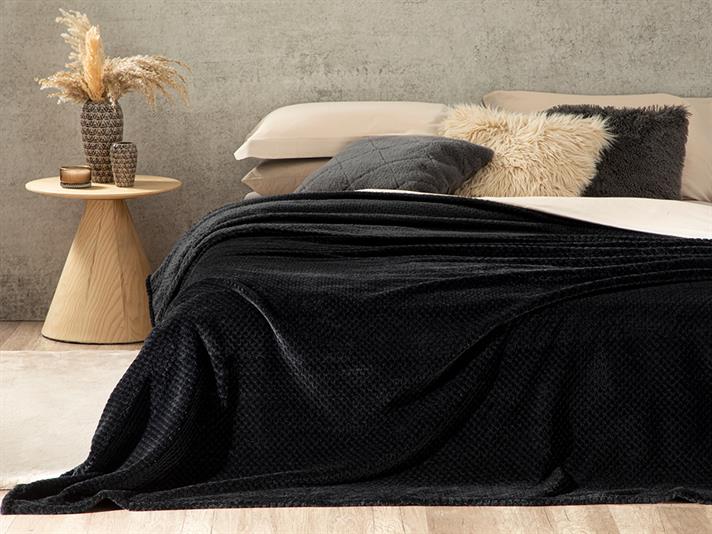 durduliu Bubble Super Soft Double Person  PĂTURĂ 200x220 cm Black.