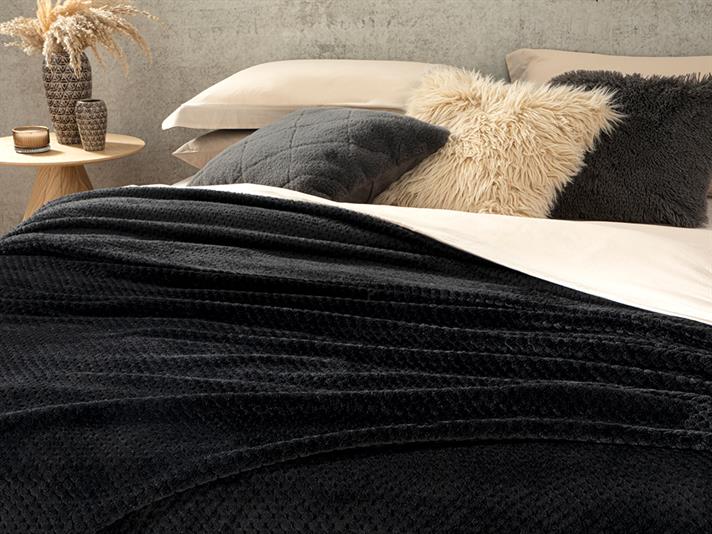 durduliu Bubble Super Soft Double Person  PĂTURĂ 200x220 cm Black.