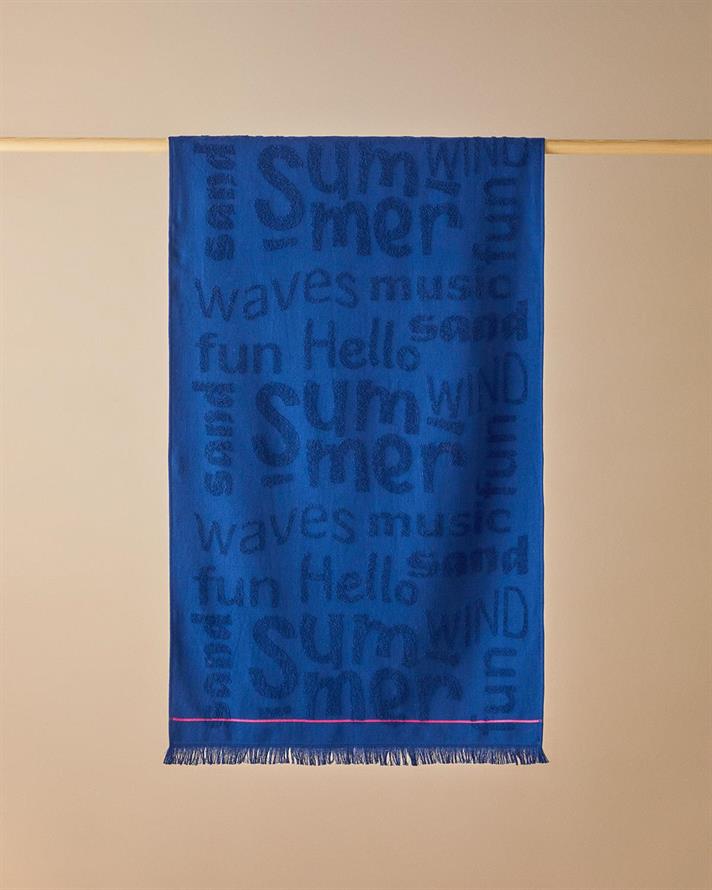 Dynamic Word Cu Bumbac Prosop De Plajă 70x140 cm Bleumarin