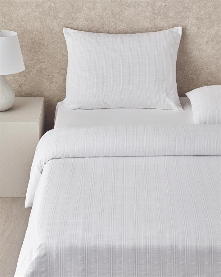 Breezy Escape Ecossaise bumbac Single Set Lenjerie De Pat 160x220 cm Alb