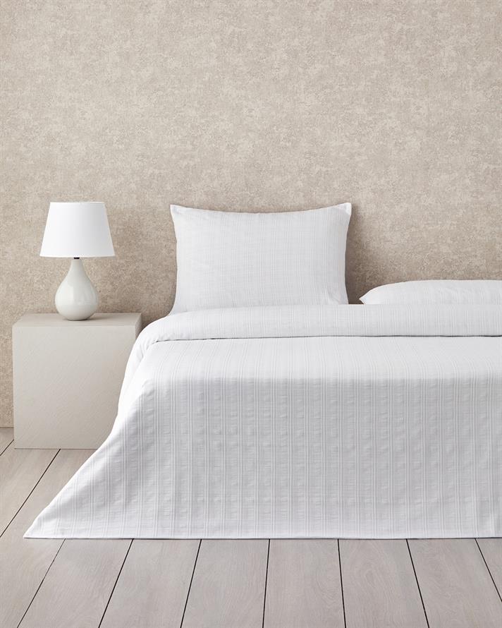 Breezy Escape Ecossaise bumbac Single Set Lenjerie De Pat 160x220 cm Alb