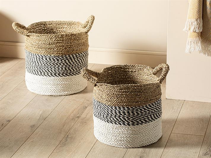 Cos depozitare, Edge, rachita, 32x32x35 cm, alb-maro