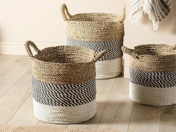 Cos depozitare, Edge, rachita, 32x32x35 cm, alb-maro