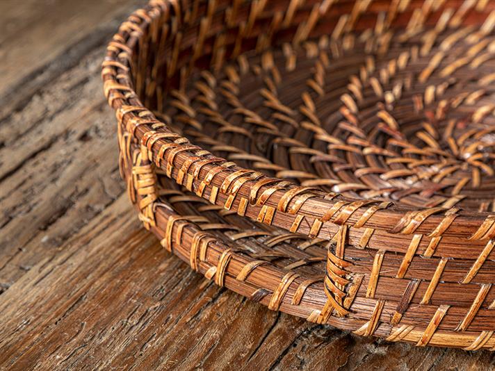 Tavă servire, Edina, rattan, 30 cm, maro