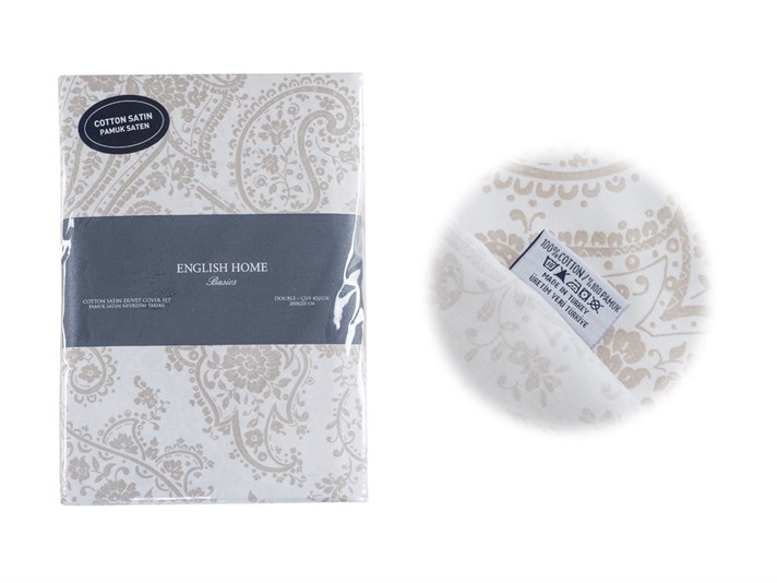Edna Bumbac Satinat Double Set Lenjerie De Pat 200x220 cm Bej Închis