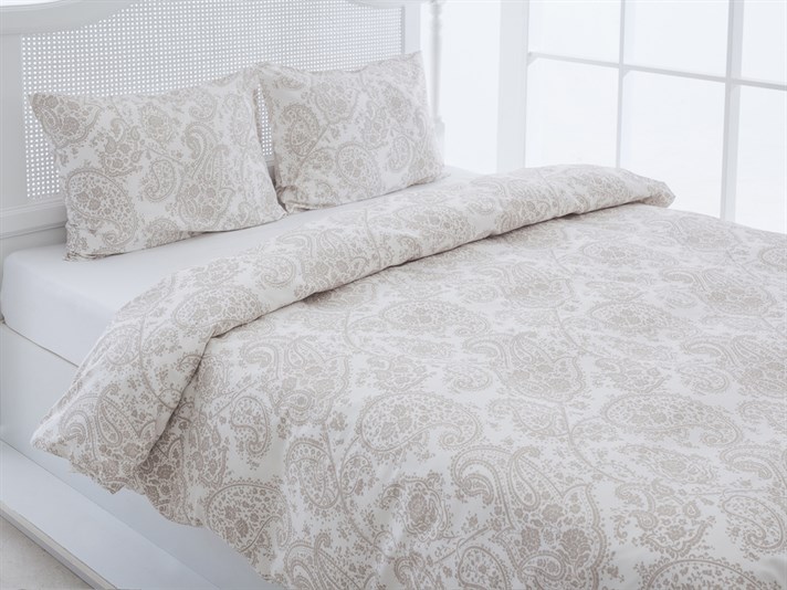 Edna Bumbac Satinat Double Set Lenjerie De Pat 200x220 cm Bej Închis