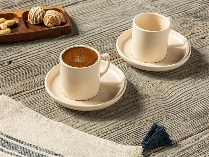 Elated Silicone 4 Parça 2 Kişilik Coffee Cup Set 105 ml Cream
