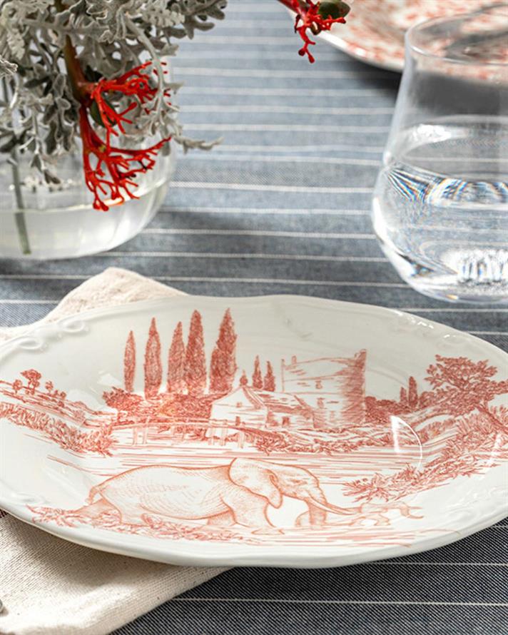 Elephant Porcelain Cake Plate 20 cm Red