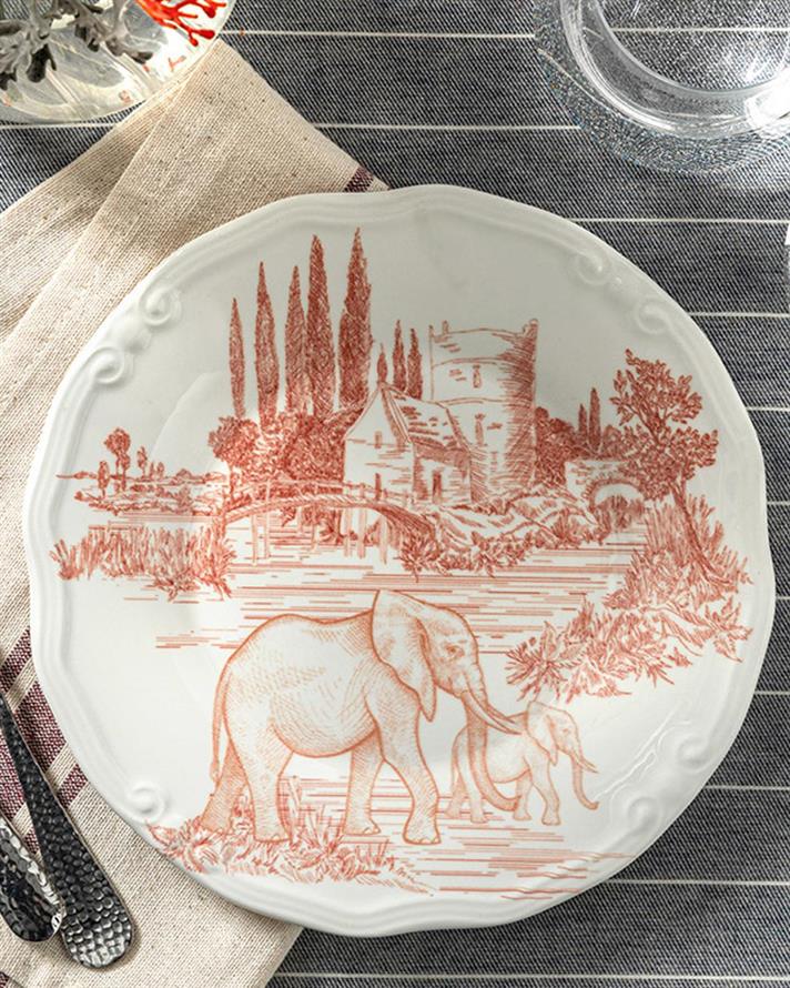 Elephant Porcelain Cake Plate 20 cm Red