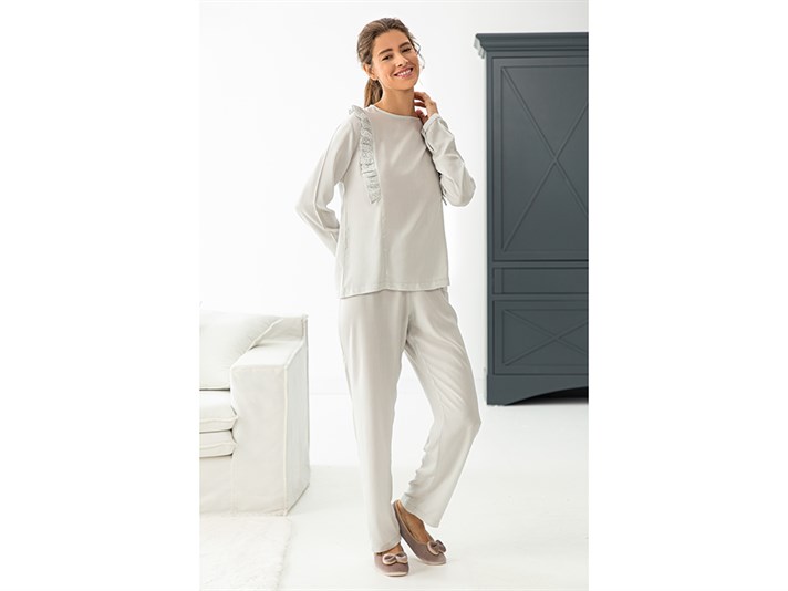 Elegance Set De Pijamale Damă, Viscoză, S, Albastru İnchis