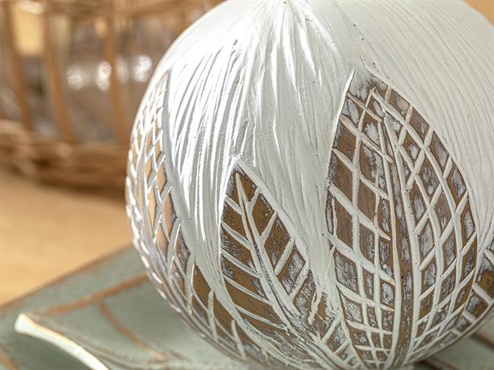 ELEGANT LEAF  OBIECT DECORATIV 12X12X12 CM ALB