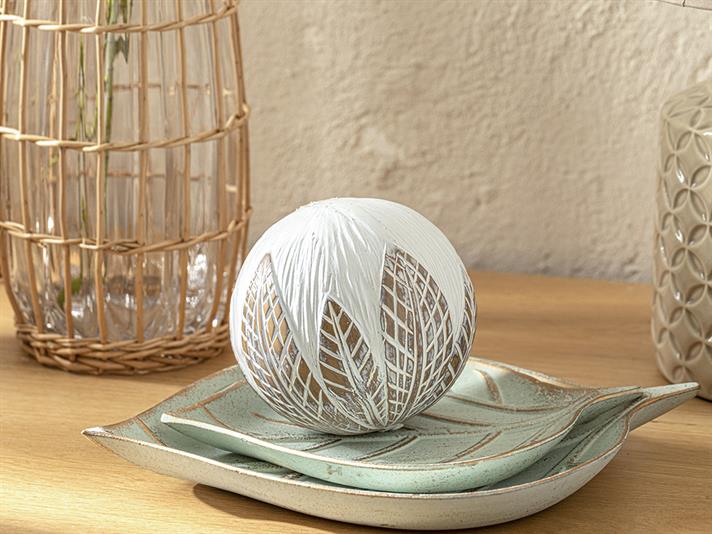ELEGANT LEAF  OBIECT DECORATIV 12X12X12 CM ALB