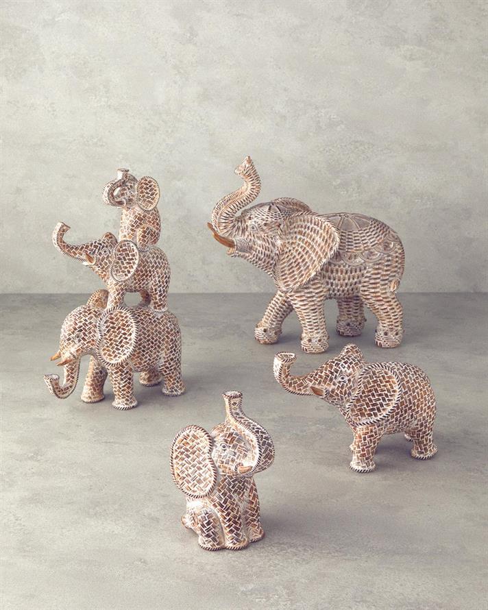 Elephant Family Decorative Object 19,5x9,5x30,5 cm Brown
