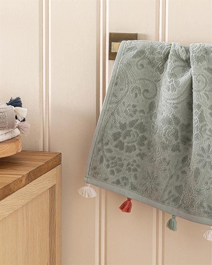 Elite Prosop De Mână Catifea Jacquard, Bumbac, 30*40 Cm, Albastru Deschis - Roz