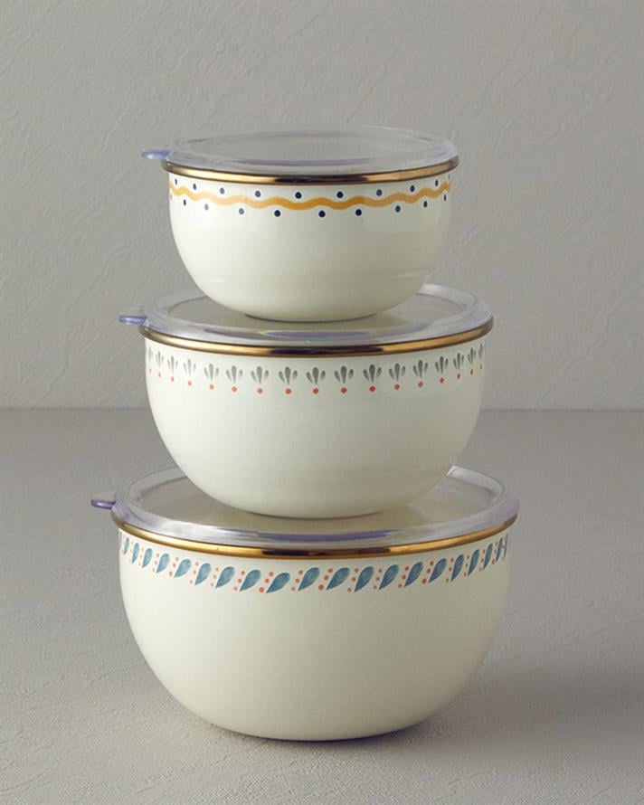 Email Set De 3 Cutie De Depozitare 12-14-16 cm Alb-verde