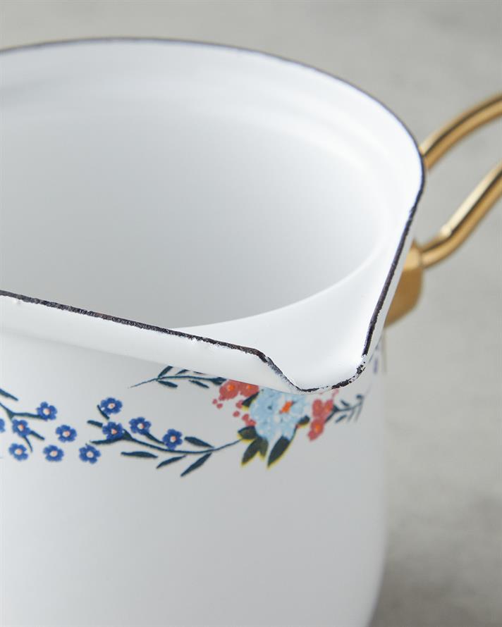 Azure Bloom Email Ibric De Cafea 10 cm Alb