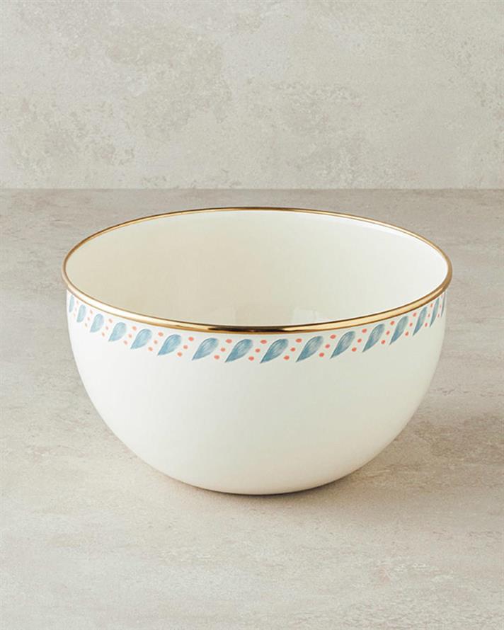 Bol de amestecare, Carnival Drop, email, 24 cm, alb-albastru