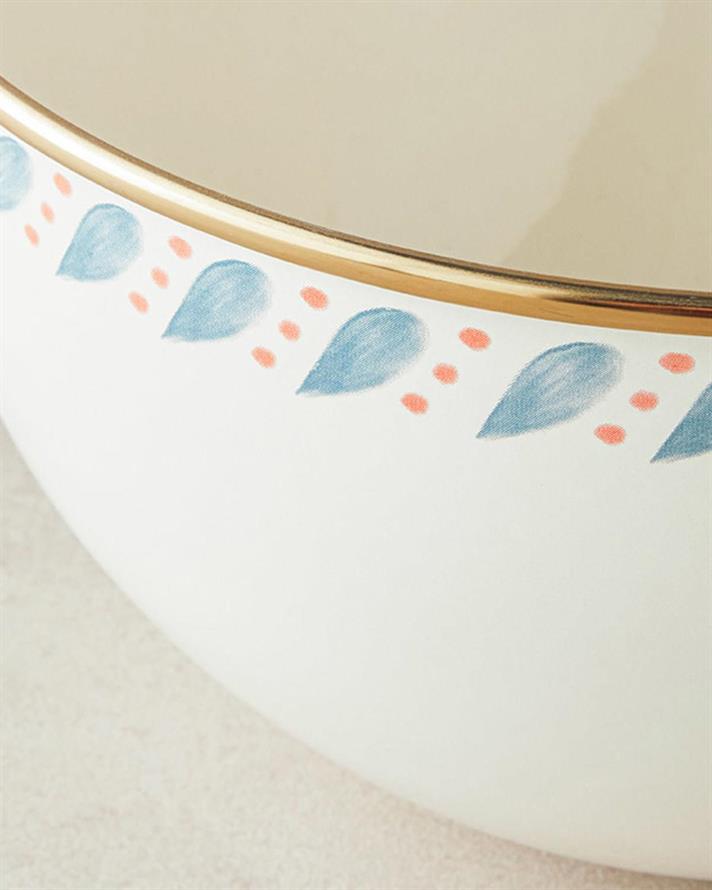 Bol de amestecare, Carnival Drop, email, 24 cm, alb-albastru