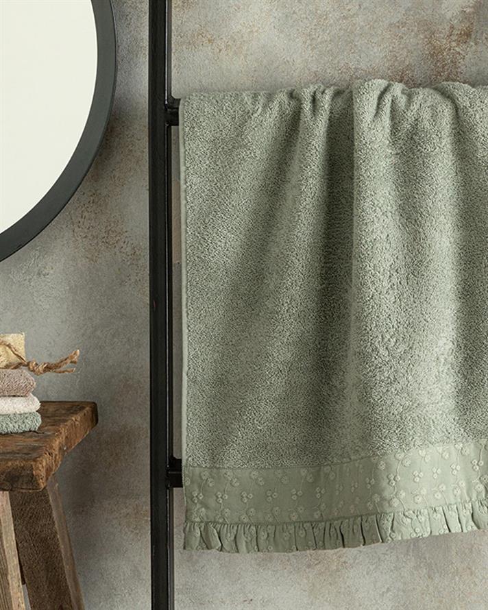 Emily Cottony brode Face Towel 50x70 cm Sea Green