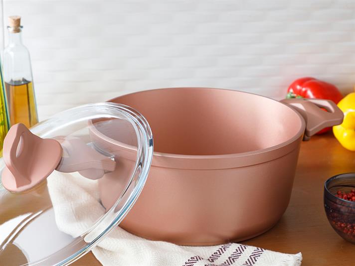 Emma big granite with glass capped Pan 24 cm Bronze