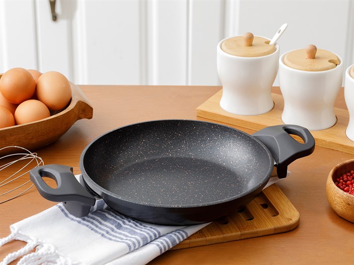 Emma Granite Single Shallow Frying Pan 20 cm Black