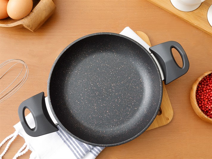 Emma Granite Single Shallow Frying Pan 20 cm Black
