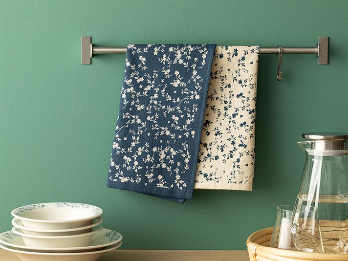 English Country Garden Cotton Drying Cloth 30x50 cm İndigo