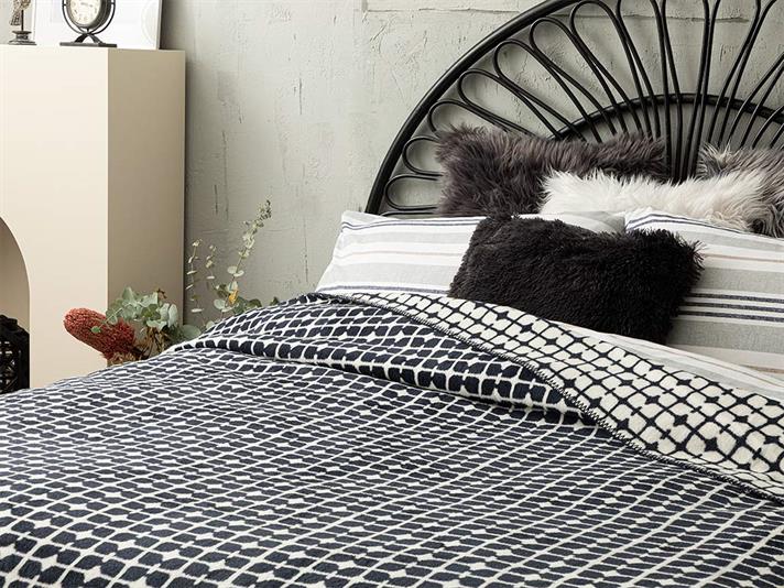 English Home Cu Bumbac Double Pătură 200x220 cm Alb - Bleumarin