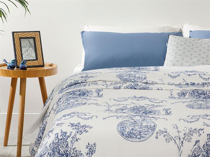 Epoca antică Imprimat Single Pătură De Vară 150x220 cm Albastru
