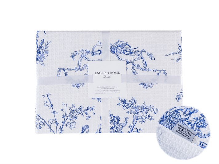 Epoca antică  Cu imprimeu Dimensiune dublă tipărită  SET CUVERTURĂ 200x220 cm Albastru inchis