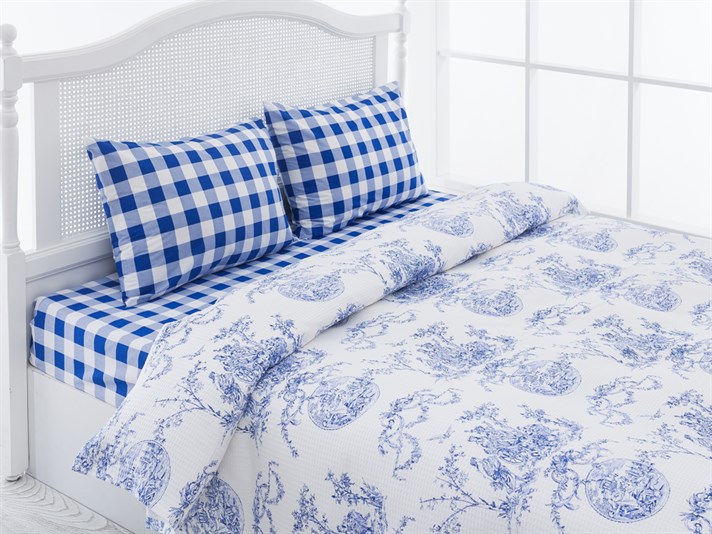 Epoca antică  Cu imprimeu Dimensiune dublă tipărită  SET CUVERTURĂ 200x220 cm Albastru inchis