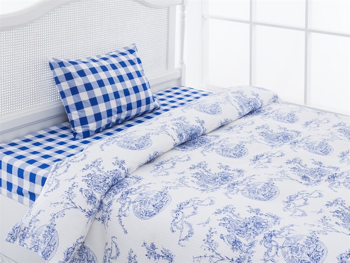 Epoca antică  Cu imprimeu O singură dimensiune tipărită  SET CUVERTURĂ 150x200 cm Albastru inchis