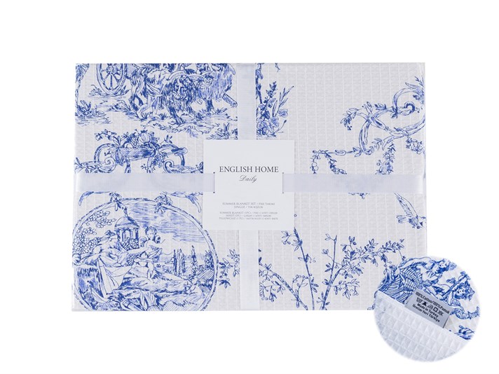 Epoca antică  Cu imprimeu O singură dimensiune tipărită  SET CUVERTURĂ 150x200 cm Albastru inchis