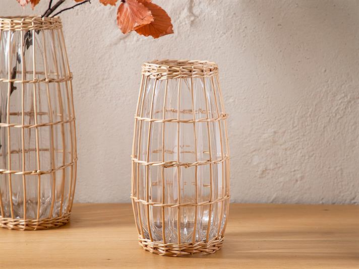 Vază, Erica, sticlă, 14x14x25,5 cm, maro