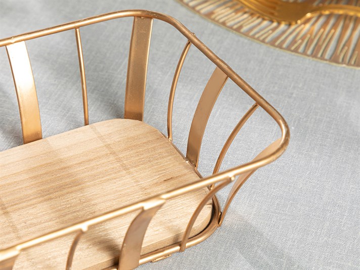 Sally 93% Metal 7% Mdf Bread Basket 22x14 cm Gold