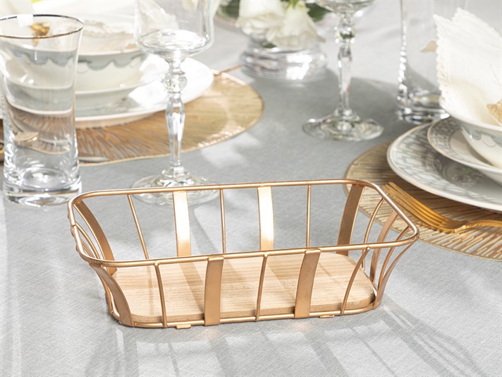 Sally 93% Metal 7% Mdf Bread Basket 22x14 cm Gold