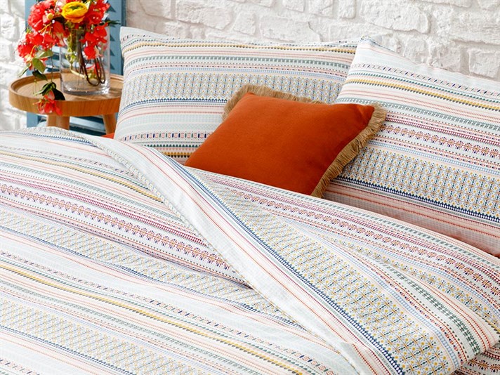 Ethnic Stripe Bumbac Double Set Lenjerie De Pat 200x220 cm mov