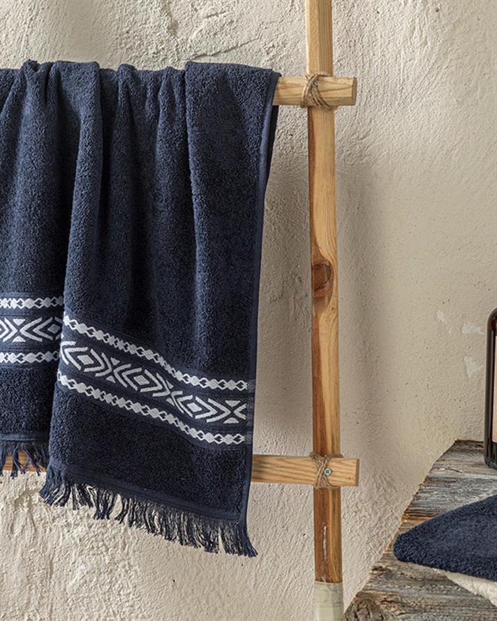 etnic Bumbac Prosop De Față 50x70 cm Bleumarin