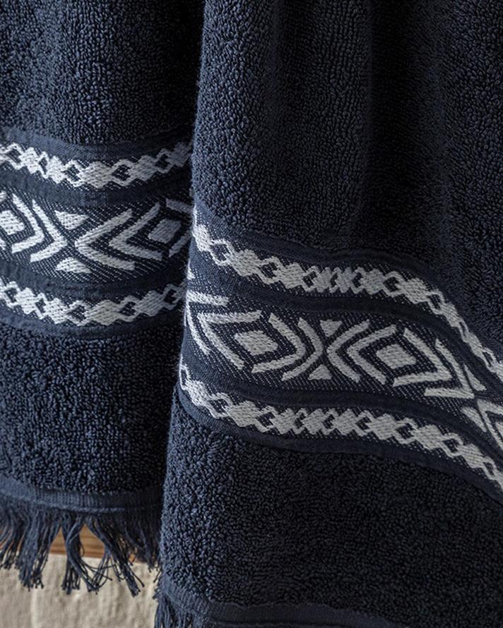 etnic Bumbac Prosop De Față 50x70 cm Bleumarin